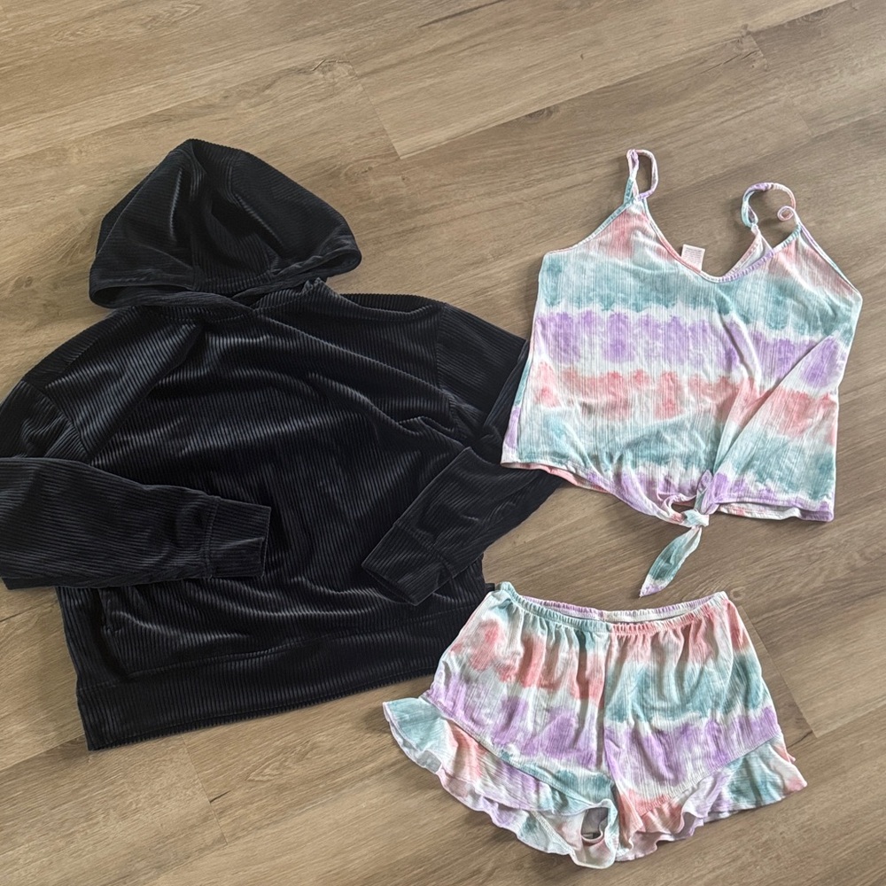 Black Hoodie and Tie-Dye Lounge Set